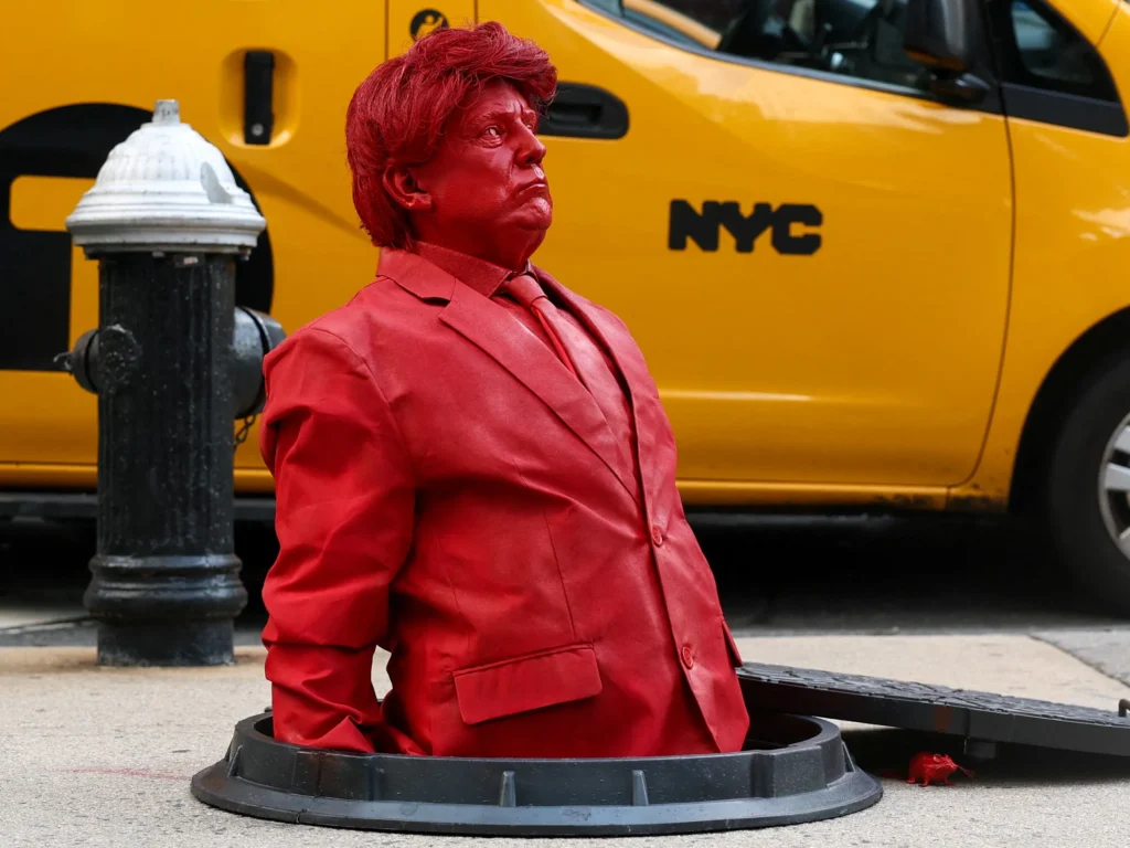 Trump red sculpture NYC